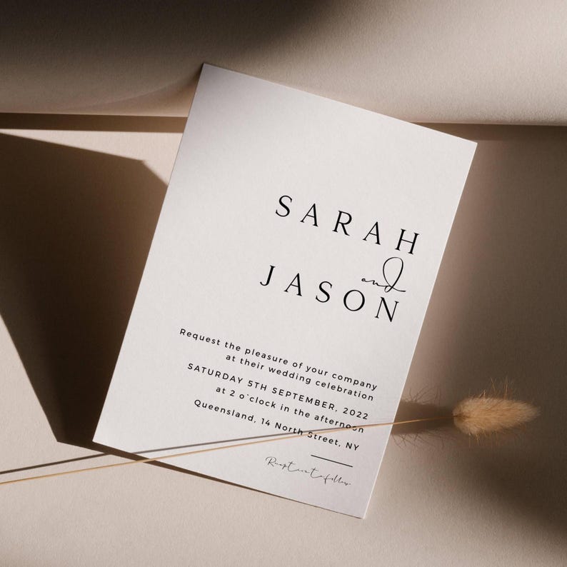 SARAH Classic Wedding Invitation Template Download, Elegant Weding Invitation Tamplate, Simple Wedding Invitation, Instant Download image 2