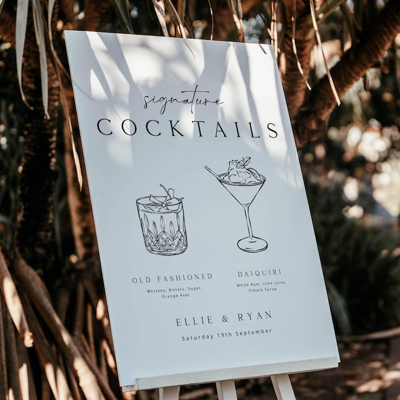 ELLIE Printable Signature Cocktails Sign Template Download, Wedding ...