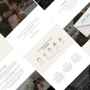 K&ouml;nnte beinhalten: Hochzeitspapeterie-Set mit romantischem Thema. Das Set beinhaltet eine Einladung, eine Antwortkarte und einen Hochzeitsplan. Das Design zeichnet sich durch elegante Typografie und Illustrationen in einer weichen, neutralen Farbpalette aus.