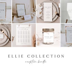 ELLIE Minimalist Wedding Reception Bundle, Modern Wedding Signage Bundle, Printable Day-of Stationery Set, Wedding Day Templates Package