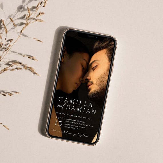 Digital Wedding Invitation Suite Template, Electronic Wedding Invitation With Details, Photo Wedding Evite, Digital Photo Invitation