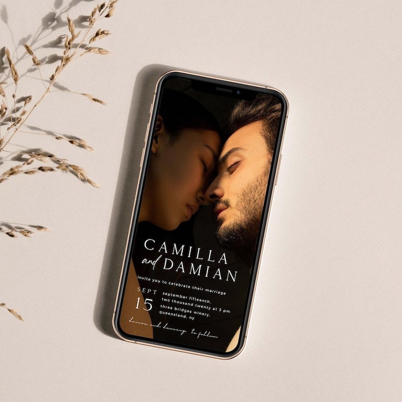 Digital Wedding Invitation Suite Template, Electronic Wedding Invitation With Details, Photo Wedding Evite, Digital Photo Invitation image 1