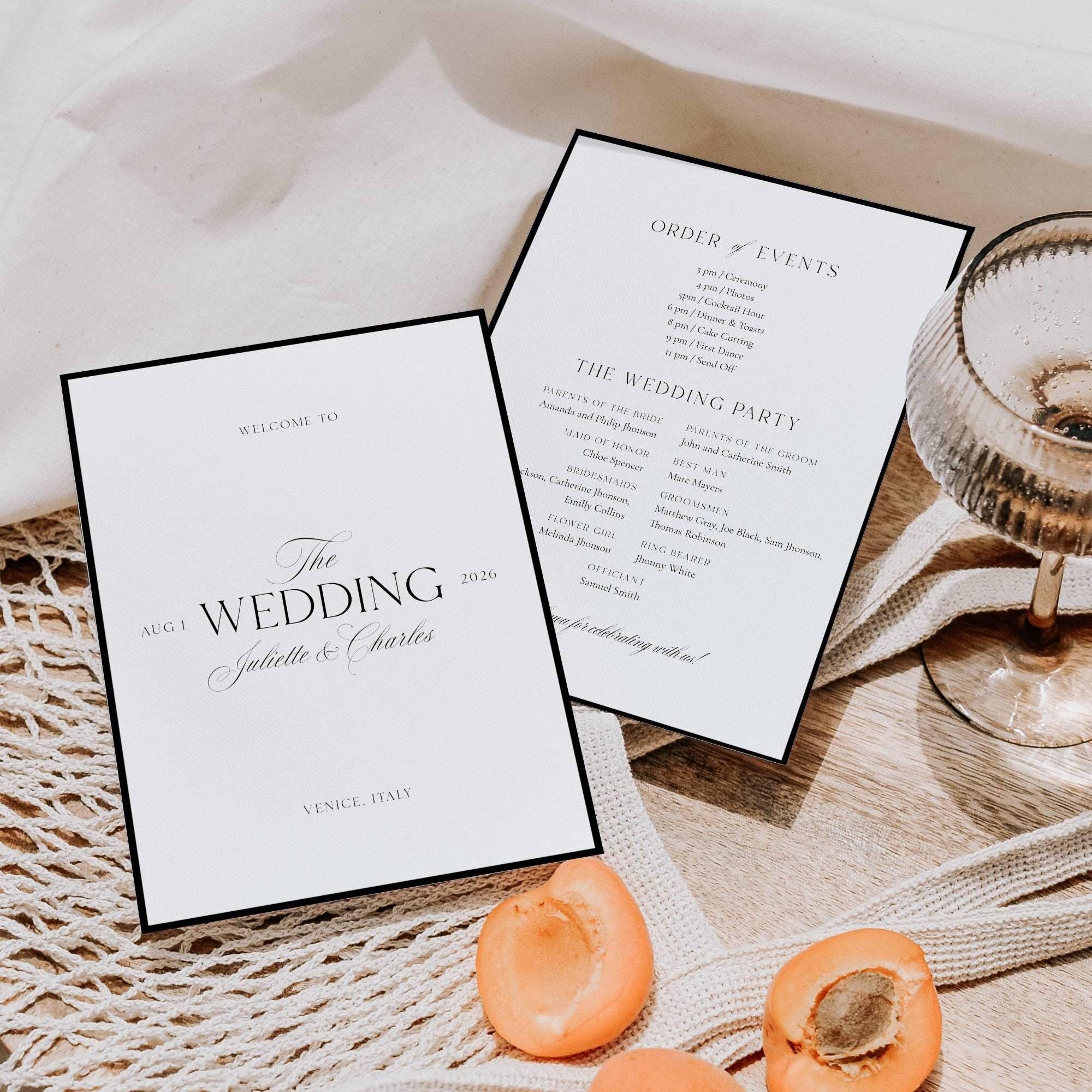 Old Program Template Classic Old Money Wedding Program Template, Printable Timeless Wedding ...