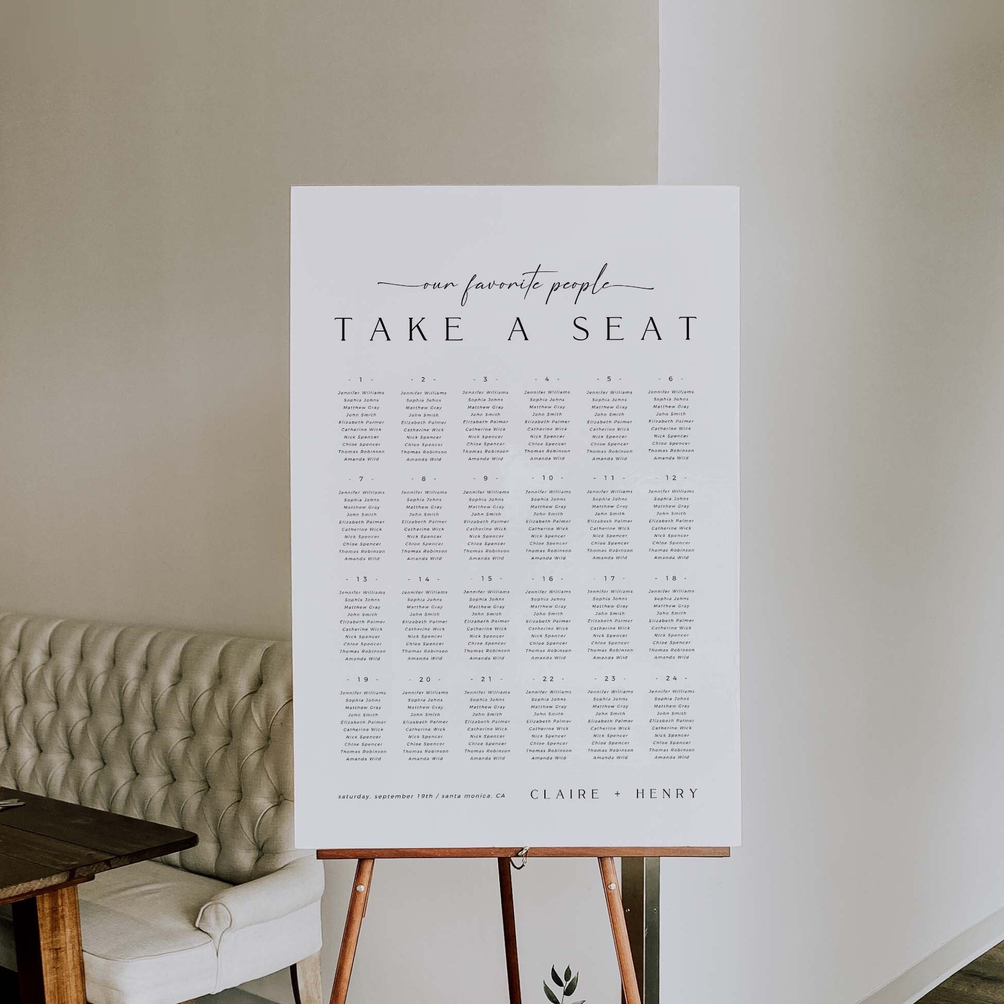CLAIRE Wedding Seating Chart Template Minimal Modern Seating Etsy