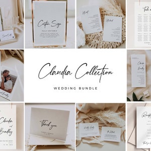 CLAUDIA Modern Wedding Bundle, Large Wedding Template Bundle, Minimal Wedding Invitation Template Bundle, Instant Download, Fully Editable