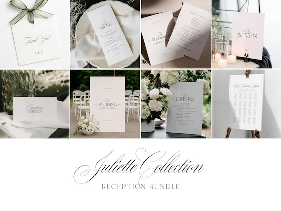 JULIETTE Old Money Wedding Signs Bundle – Classic Reception Signage – Printable Templates, Digital Download, Canva Template