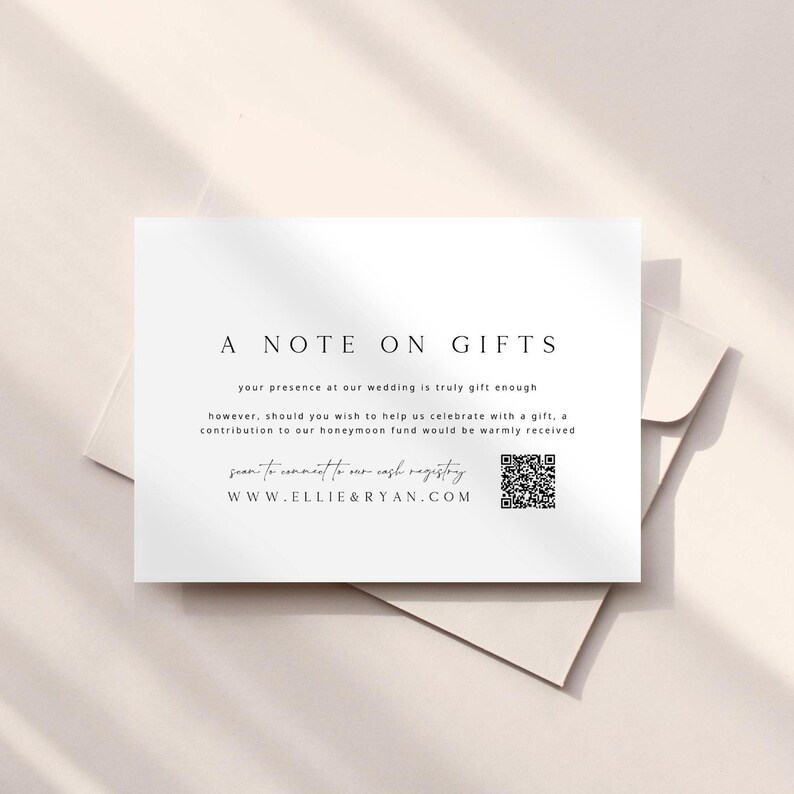 ELLIE A Note on Gifts With QR Code Card Template Download, Printable ...