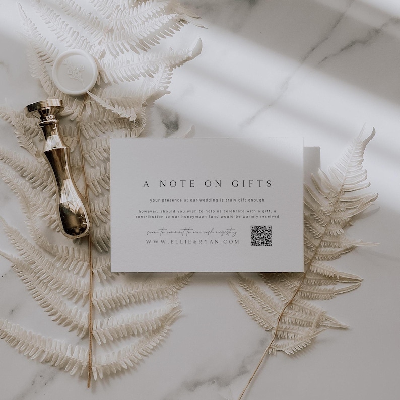 ELLIE A Note on Gifts With QR Code Card Template Download, Printable ...