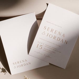 Beige Wedding Invitation Suite Template, Boho Minimalist Wedding Invitation Template, Wedding Invitation With Rsvp, Editable Invitation Set image 3