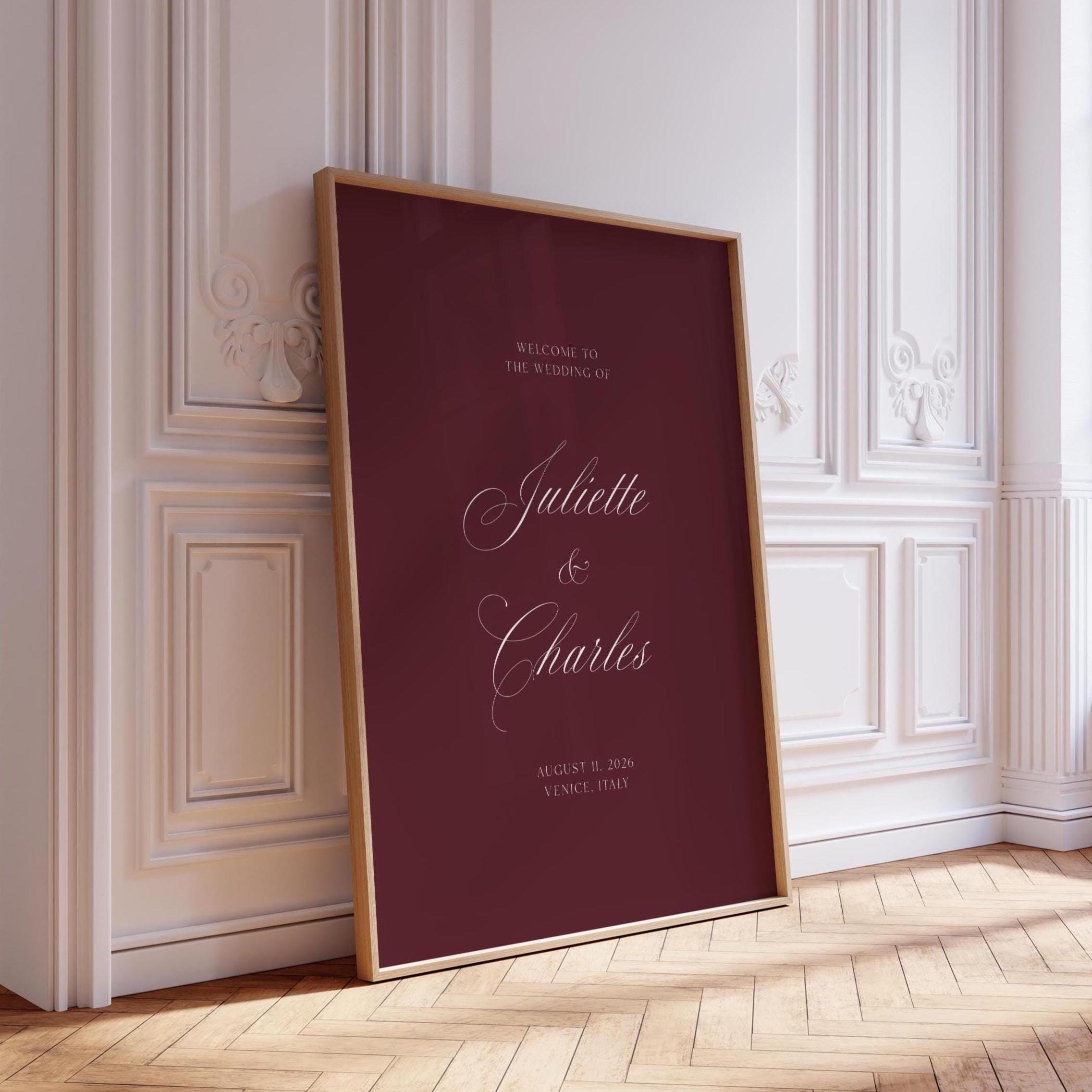 JULIA Burgundy Old Money Wedding Welcome Sign Template, Printable ...