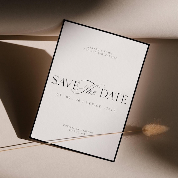 Minimal Modern Save The Date Template Download, Elegant Wedding Announcement, Printable Wedding Save The Date, Old Money Save The Date Card