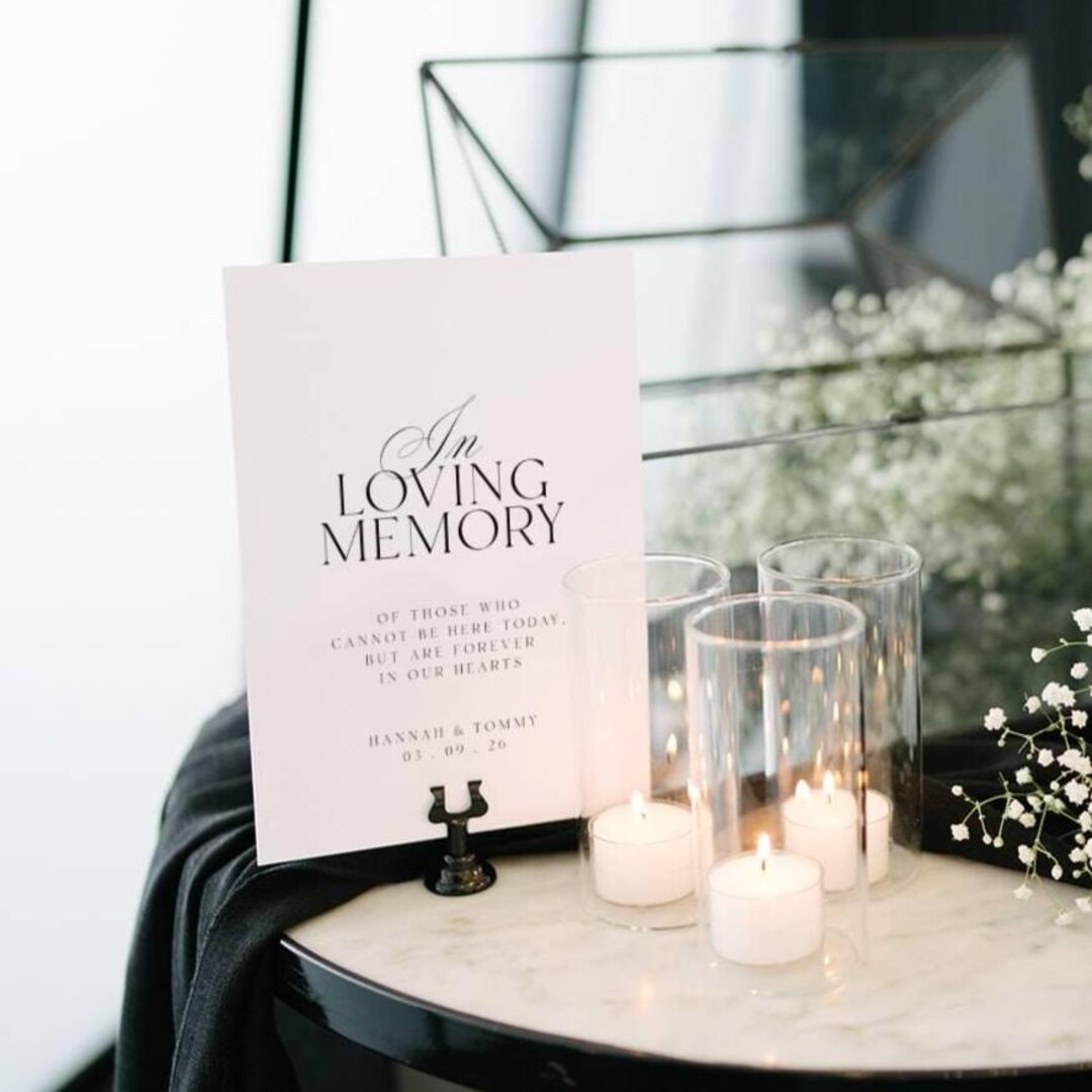 Elegant Minimalist in Loving Memory Sign Template, Editable Wedding ...