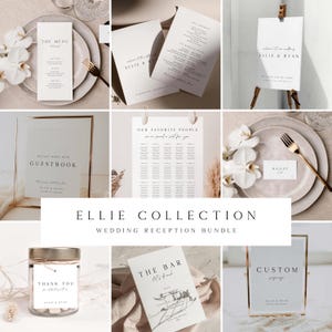 ELLIE Minimal Modern Wedding Reception Bundle Template, Printable Wedding Signs Template Download, Modern Wedding Signage, Fully Editable