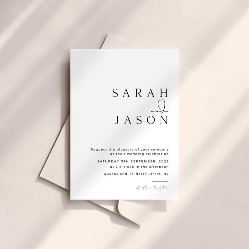 SARAH Classic Wedding Invitation Template Download, Elegant Weding Invitation Tamplate, Simple Wedding Invitation, Instant Download image 4