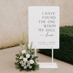 CLAIRE Wedding Welcome Sign Template, I Have Found The One Whom My Soul Loves Printable Sign, Bible Verse Wedding Sign, Sogn Of Solomon Sign
