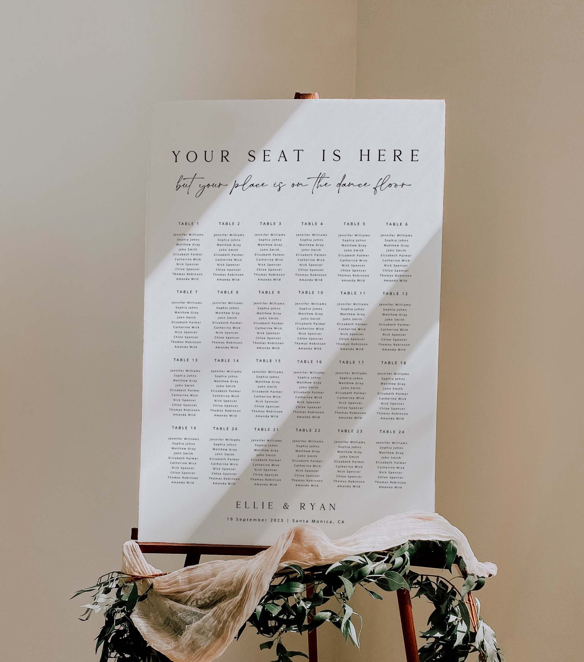 ELLIE Wedding Seating Chart Template Minimal Modern Seating Etsy