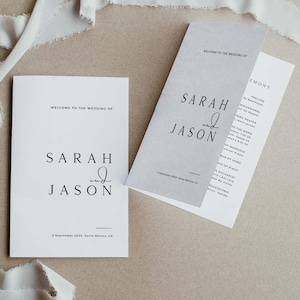 SARAH Minimal Booklet Hochzeitsprogramm Vorlage, Modernes Hochzeitsprogramm Tamplate, Einfaches Kirchenbuch Hochzeitsprogramm, Instant Download