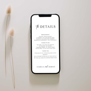 Digital Weddding Itinerary Template, Download, Mobile Wedding Weekend Timeline, Schedule Of Events, Electronic Order Of Events, Editable image 2