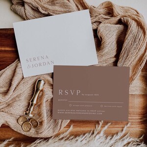 Beige Wedding Invitation Suite Template, Boho Minimalist Wedding Invitation Template, Wedding Invitation With Rsvp, Editable Invitation Set image 8