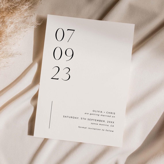 Minimal Modern Save The Date Template Download, Printable Save The Date Tamplate, Minimal Simple Numeric Save The Date, Instant Download
