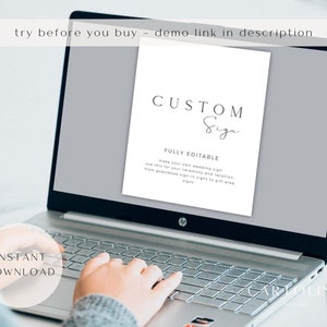 SARAH Minimalist Custom Signs Template, Wedding Poster, Modern ...