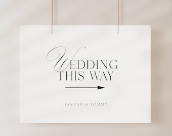 Minimalist Wedding This Way Sign Template Download, Elegant Wedding Direction Sign, Printable Arrow Sign Template, Wedding Directional Sign