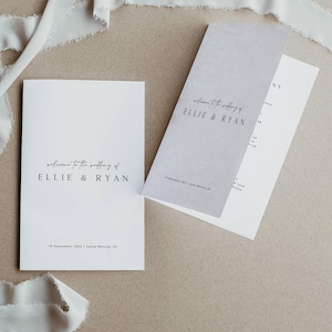 ELLIE Minimal Booklet Wedding Program Template, Modern Wedding Program Tamplate, Simple Church Booklet Wedding Program, Instant Download