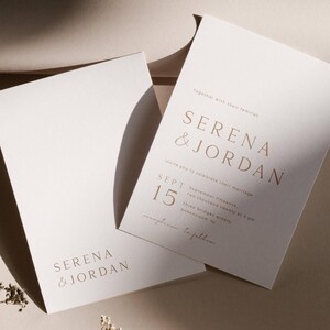 Beige Wedding Invitation Suite Template, Boho Minimalist Wedding Invitation Template, Wedding Invitation With Rsvp, Editable Invitation Set image 4