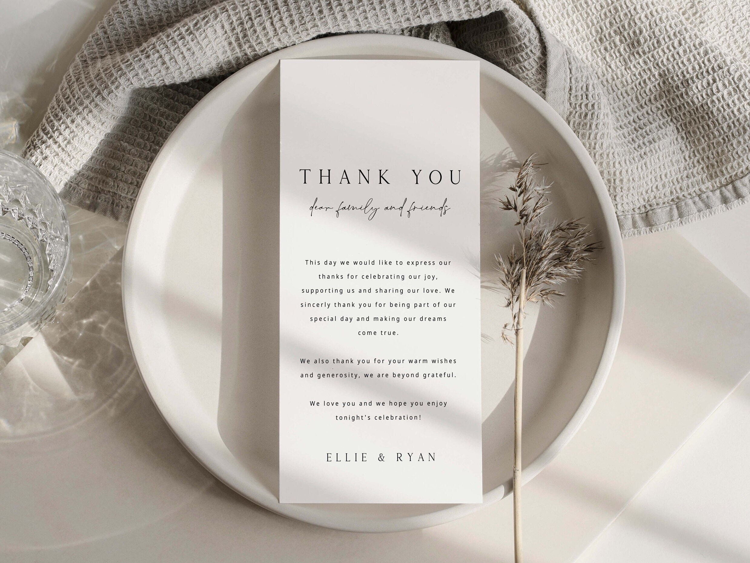ELLIE Minimal Wedding Table Thank You Card Template Download - Etsy ELLIE Minimal Wedding Table Thank You Card Template Download - Etsy