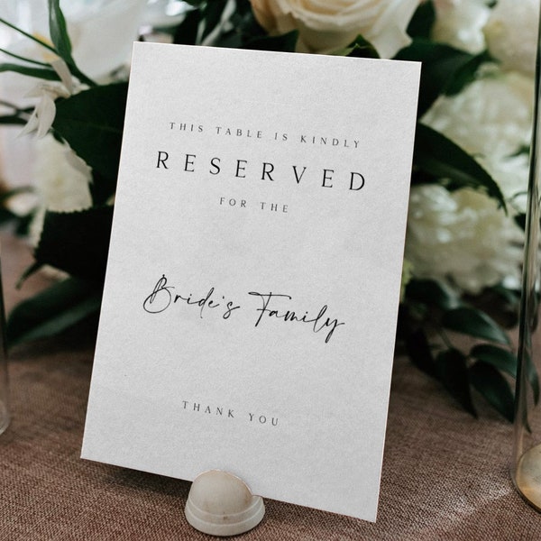 CHRISTINE Wedding Reserved Table Sign Template Download, Minimal Elegant Reserved Table Sign Template, Printable Wedding Reserved Table Sign