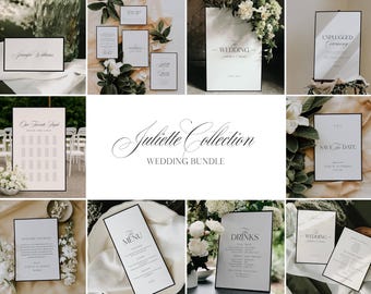JULIETTE Luxury Old Money Wedding Invitation Bundle – Elegant Reception Signage & Invite Suite Printable Templates