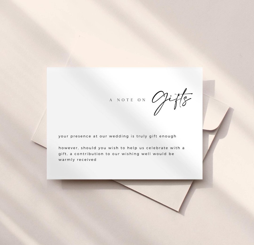 CHRISTINE A Note on Gifts Card Insert Template Download, Printable ...