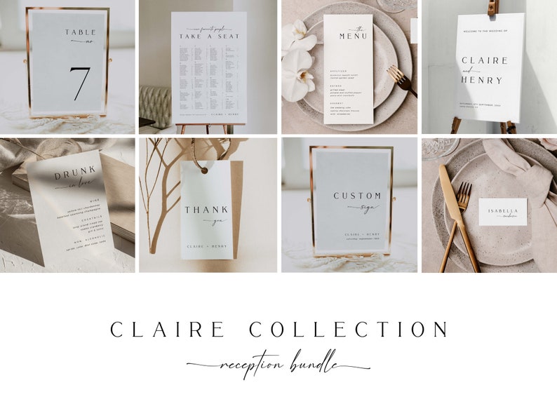 CLAIRE Small Wedding Seating Chart Template, Minimal Modern Seating Chart, Wedding Seating Chart 6 Tables, 8x10 Seating Chart Template image 7
