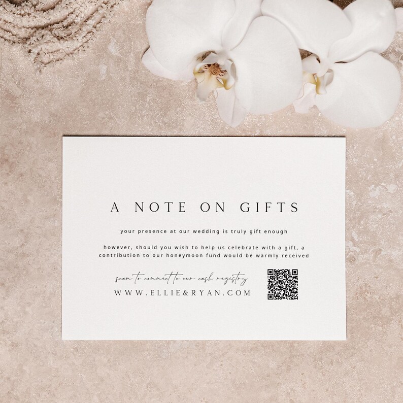 ELLIE A Note on Gifts With QR Code Card Template Download, Printable ...