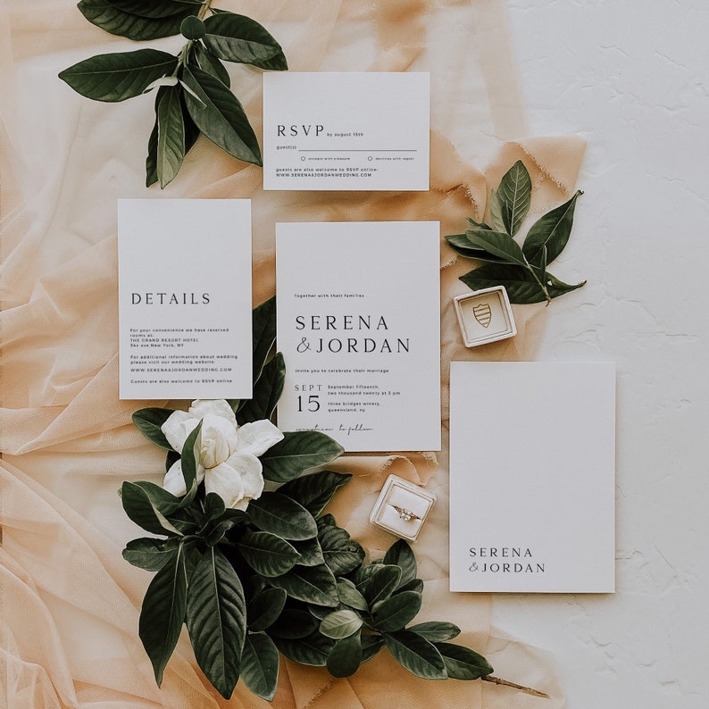 Weding Invetio Minimal Modern Wedding Invitation Suite Template, Simple Weding ...