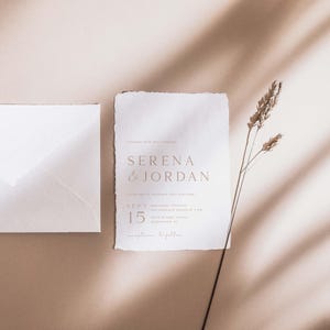 Beige Wedding Invitation Suite Template, Boho Minimalist Wedding Invitation Template, Wedding Invitation With Rsvp, Editable Invitation Set image 8