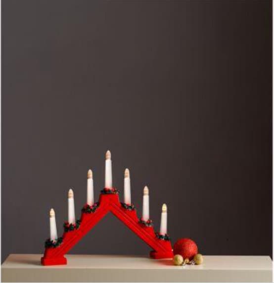 Wooden Battery Operated 40cm Candle Bridge Light 7 Bulb Window