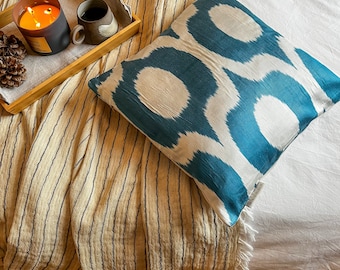 Homey Cozy Federa Per Cuscino In Velluto Turchese 50x50 Cm - Motivo Floreale Oceano, Solo Federa Con Cerniera