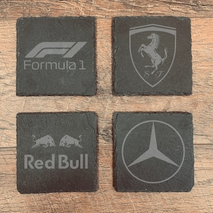 Formula One Racing Teams F1 Slate Coaster 10+ Designs l CNC Engraved l F1 Fan Gift l Housewarming Gift l Fathers Day Gift l