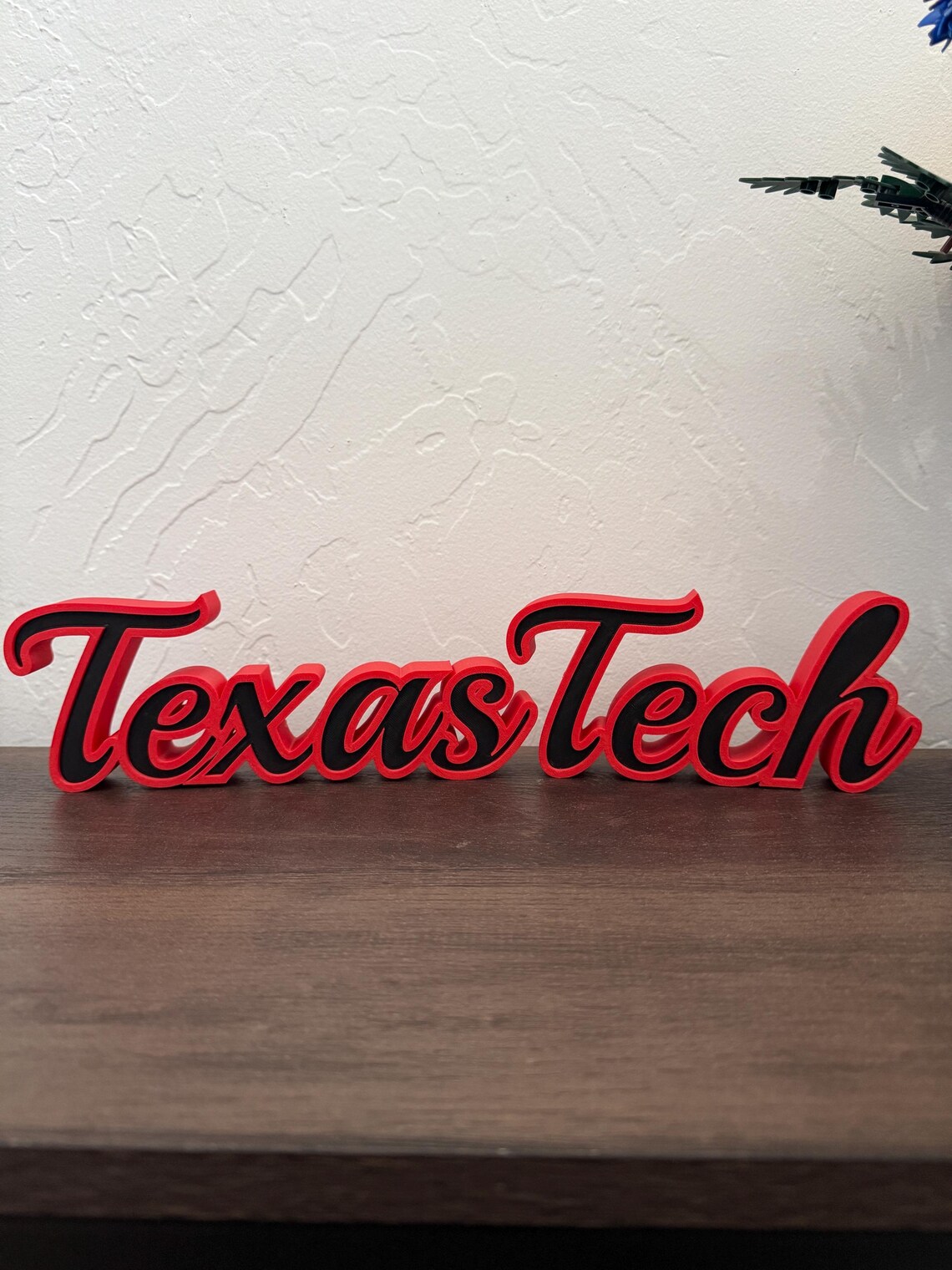 Texas Tech Sign: 3D Printed Shelf Decor - Spirit Colors - Etsy