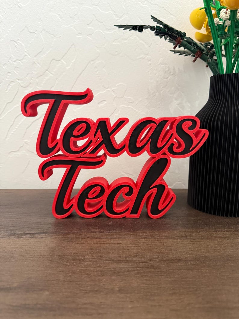 Texas Tech Sign: 3D Printed Shelf Decor - Spirit Colors - Etsy