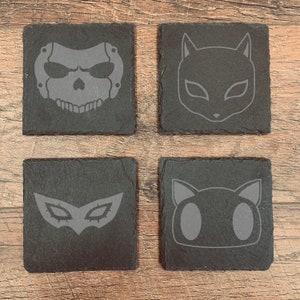 Persona 5 Inspired Slate Coaster | CNC Engraved | Persona Gift | Gaming Gift | P5R Gift |