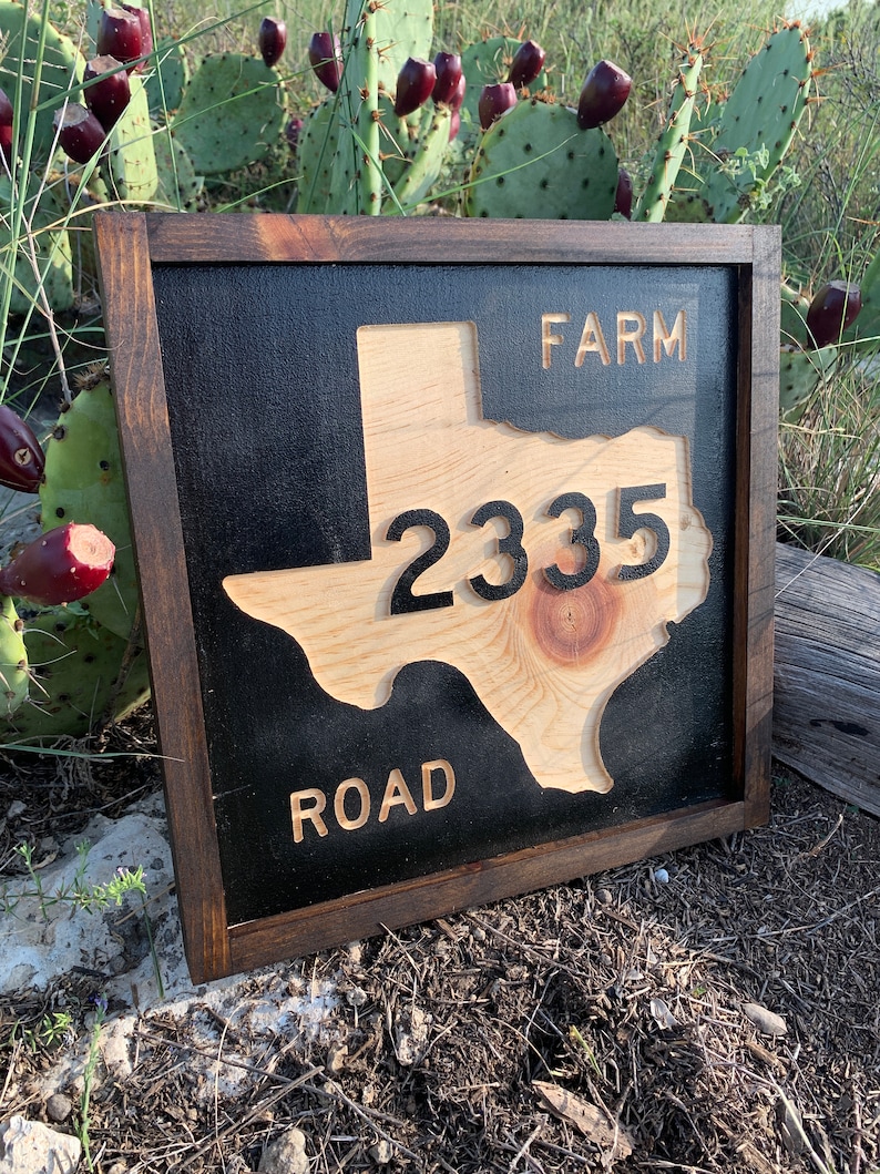 Custom Texas Farm to Market Road Wood Sign Etsy
