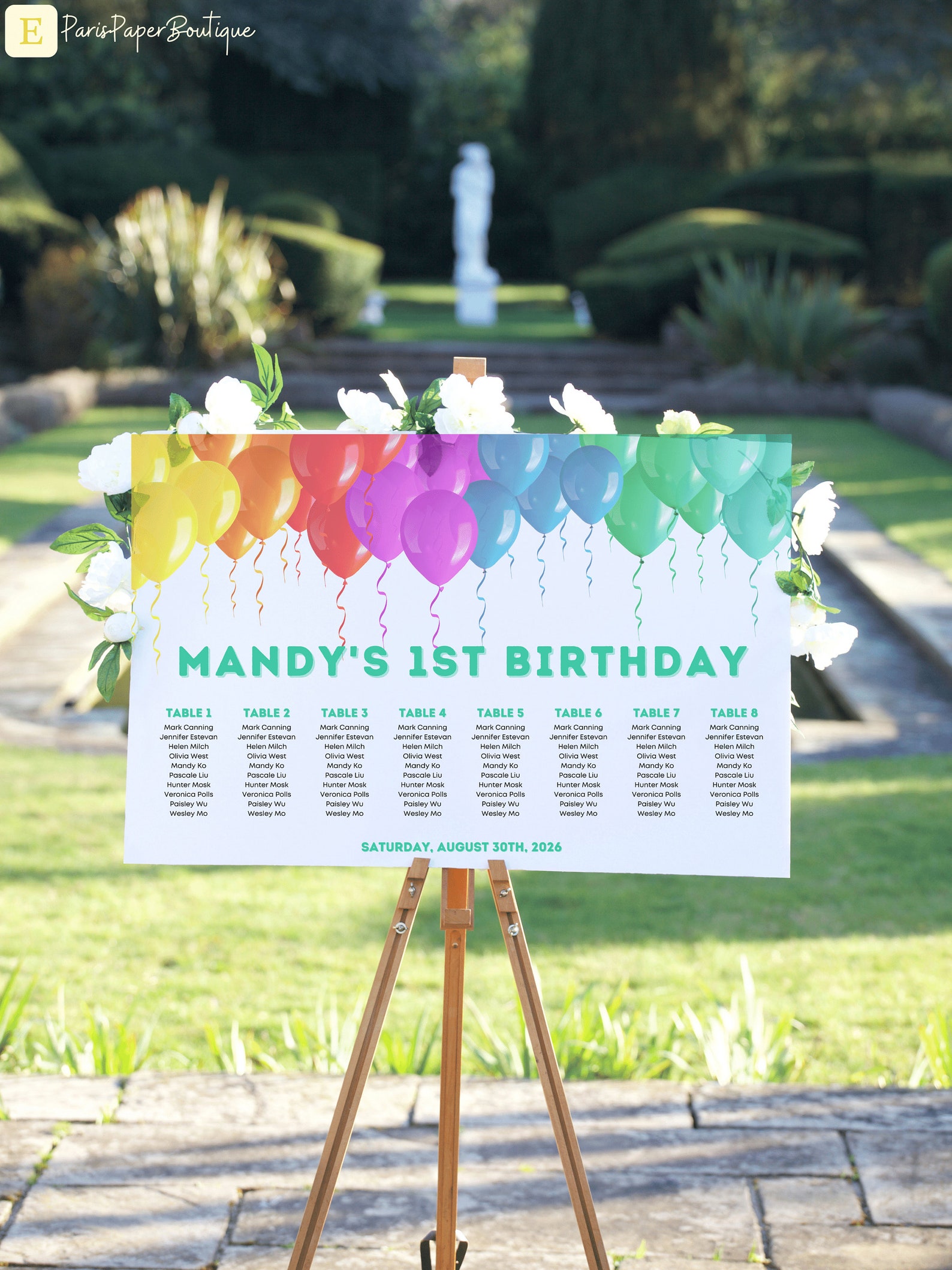 Birthday Party Seating Plan, Custom Seating Chart Template, DIY Party