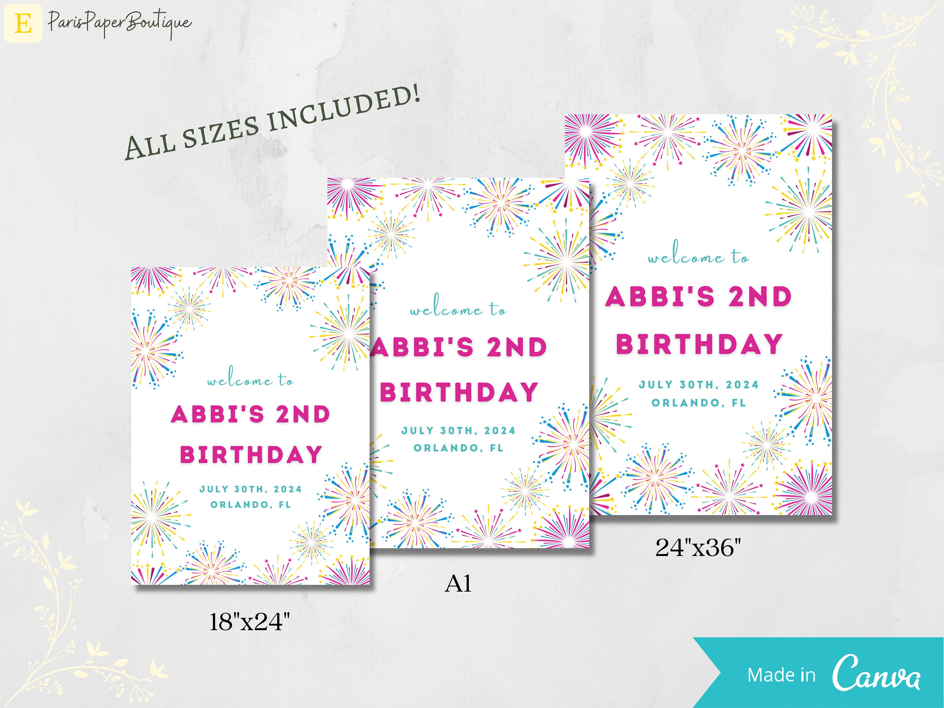 Customized Birthday Party Sign, Birthday Welcome Sign Template, Kids ...
