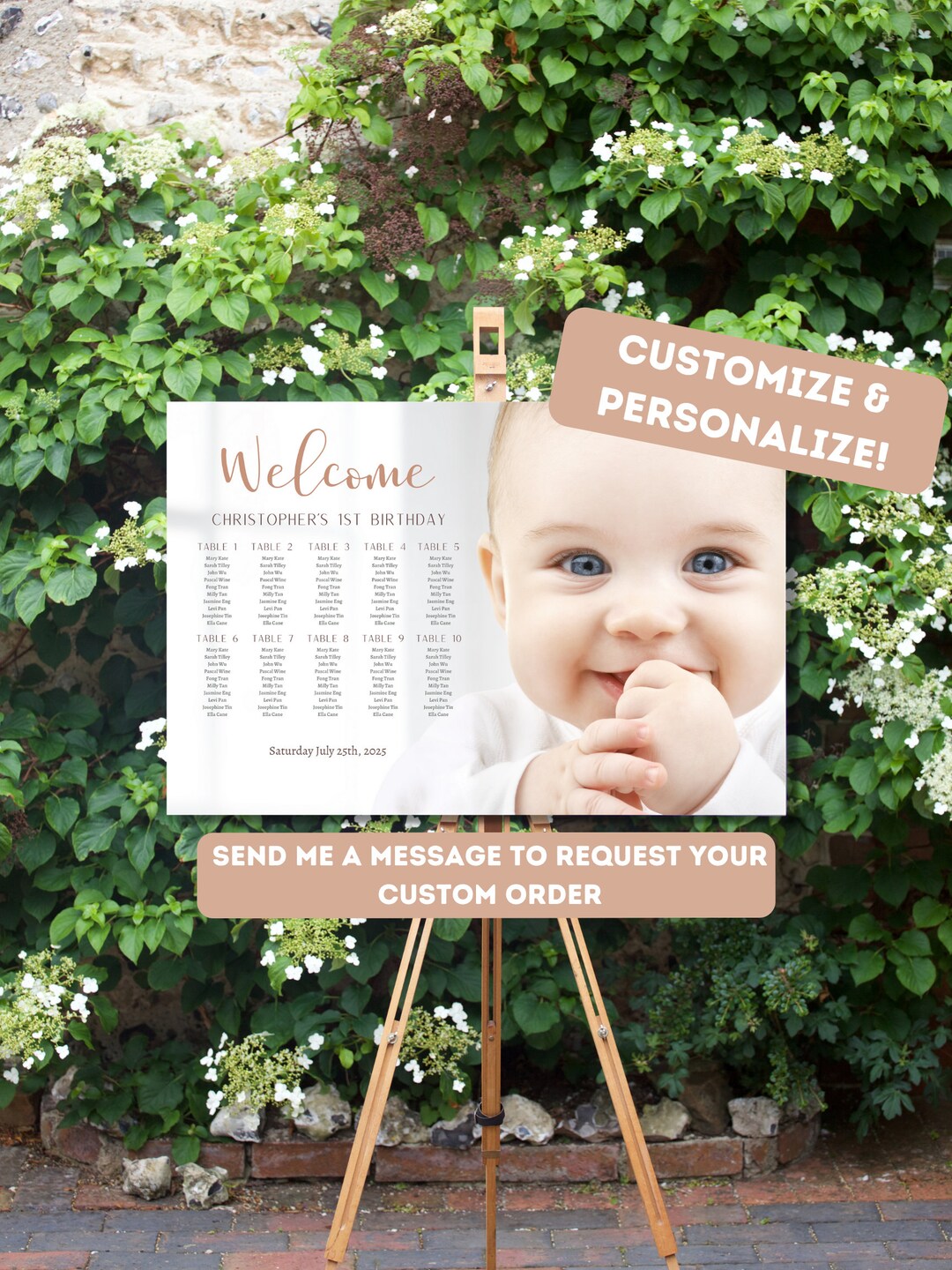 Custom Seating Plan, Birthday Party Seating Chart, Digital Download