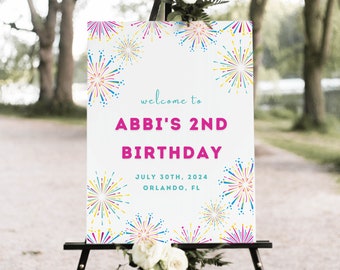 Customized Birthday Party Sign, Birthday Welcome Sign Template, Kids Birthday Decor, DIY Digital Download, Editable, Printable