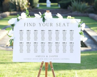 Minimalist Seating Plan Sign, Custom Seating Chart Template, Modern Wedding Decor, Editable Sign, Printable Sign, Digital Download