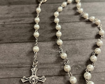 Handmade 6mm glass pearl rosary