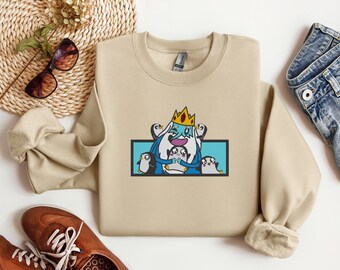 Time Adventure King Ice and Penguins Machine Embroidered